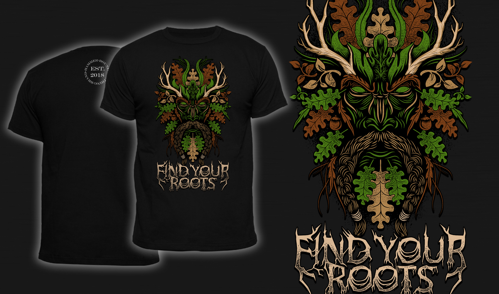 Green Man Find Your Roots - Men's T-Shirt Black