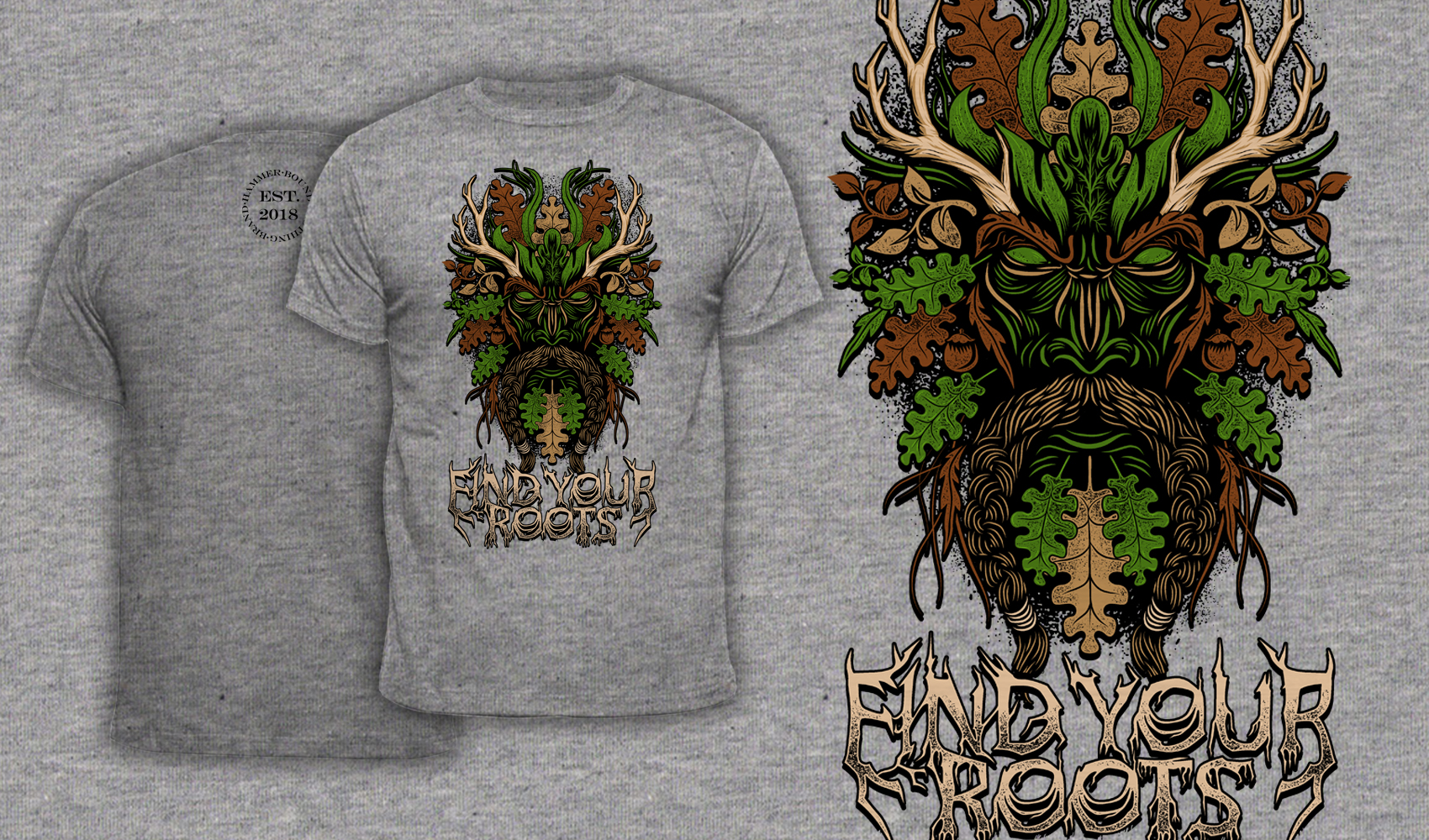 Green Man Find Your Roots - Men's T-Shirt Heather Gray