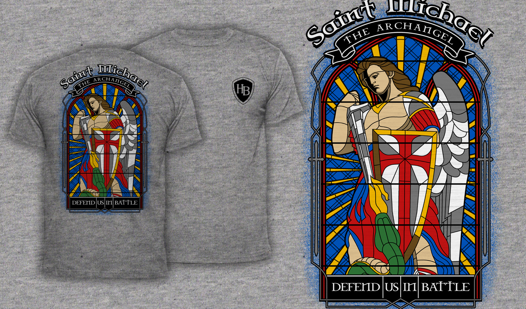 Saint Michael Stained Glass - Men's T-Shirt Heather Gray